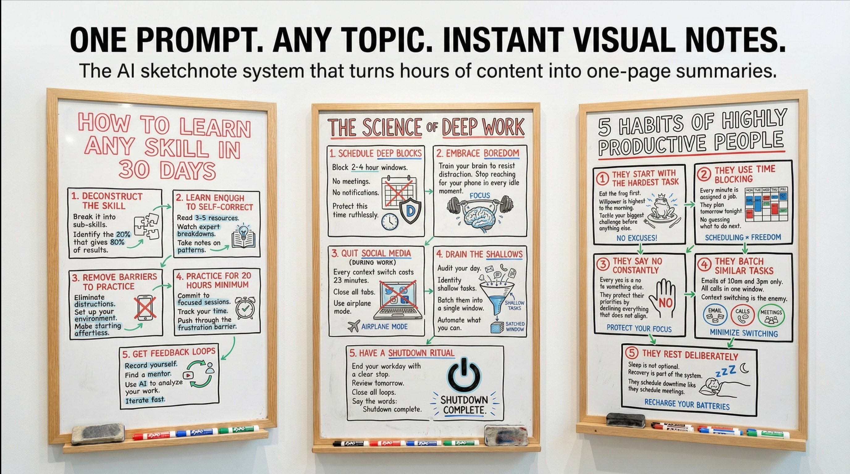 The ultimate learning hack: two Gemini prompts that turn any YouTube video into a hand-drawn infographic summary in 1 minute.