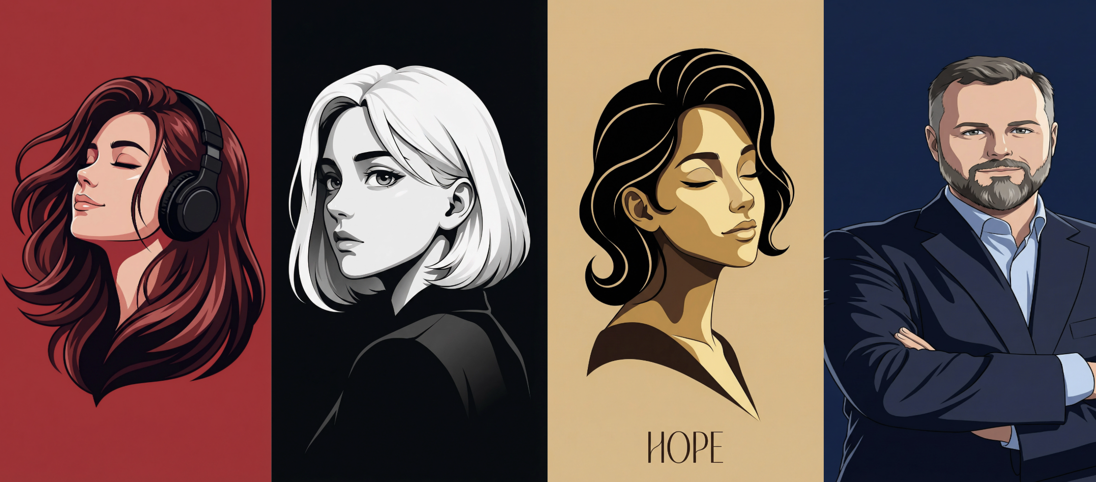 Modern Anime Vector Portrait — Iconic Pose System