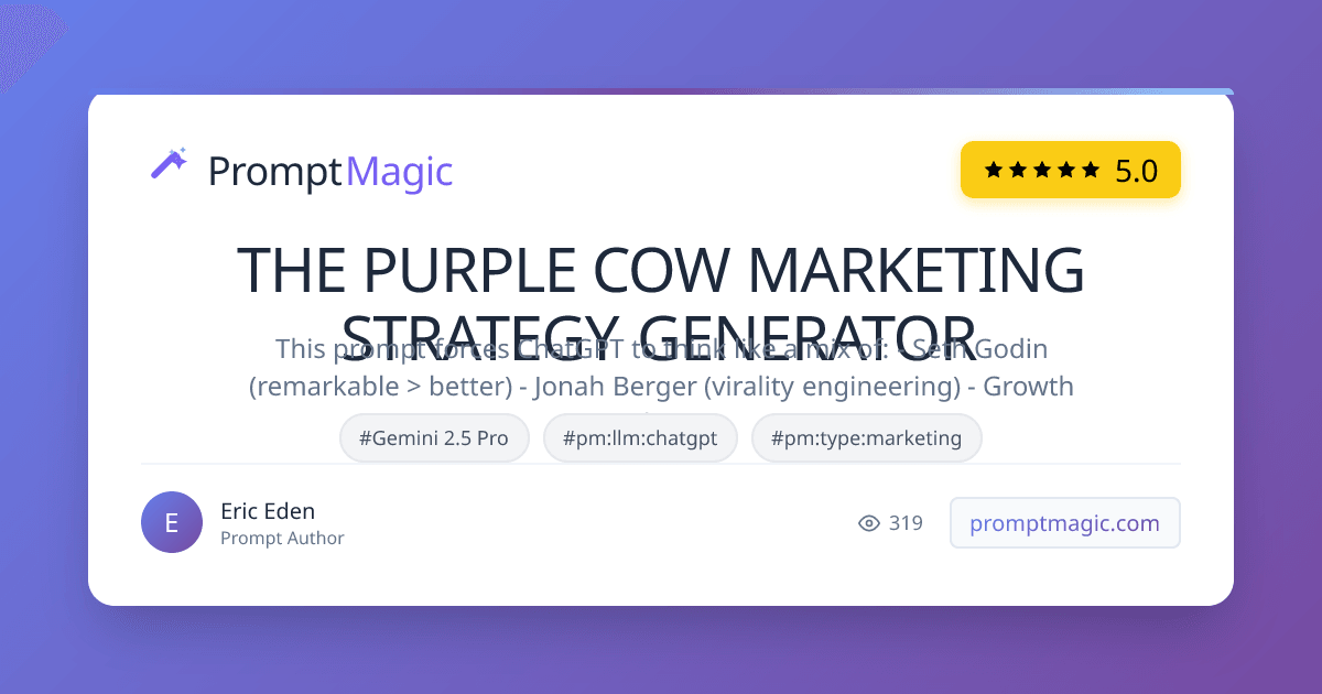 THE PURPLE COW MARKETING STRATEGY GENERATOR