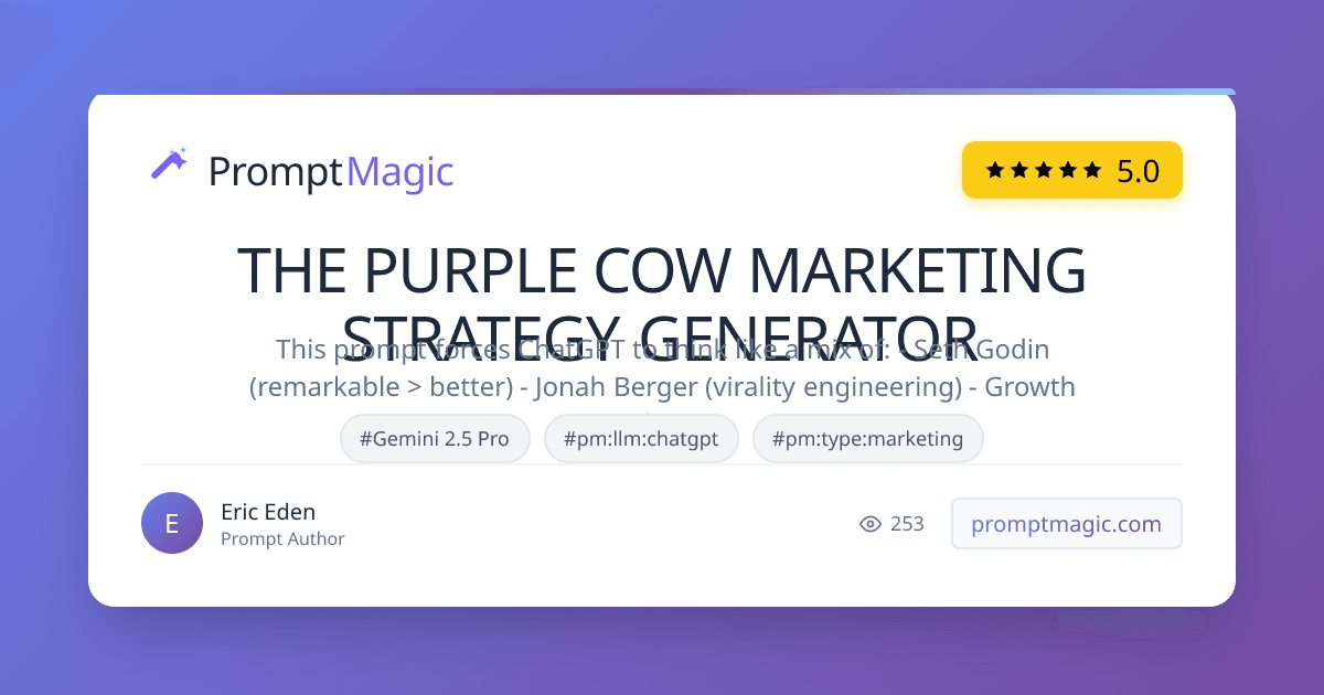 THE PURPLE COW MARKETING STRATEGY GENERATOR