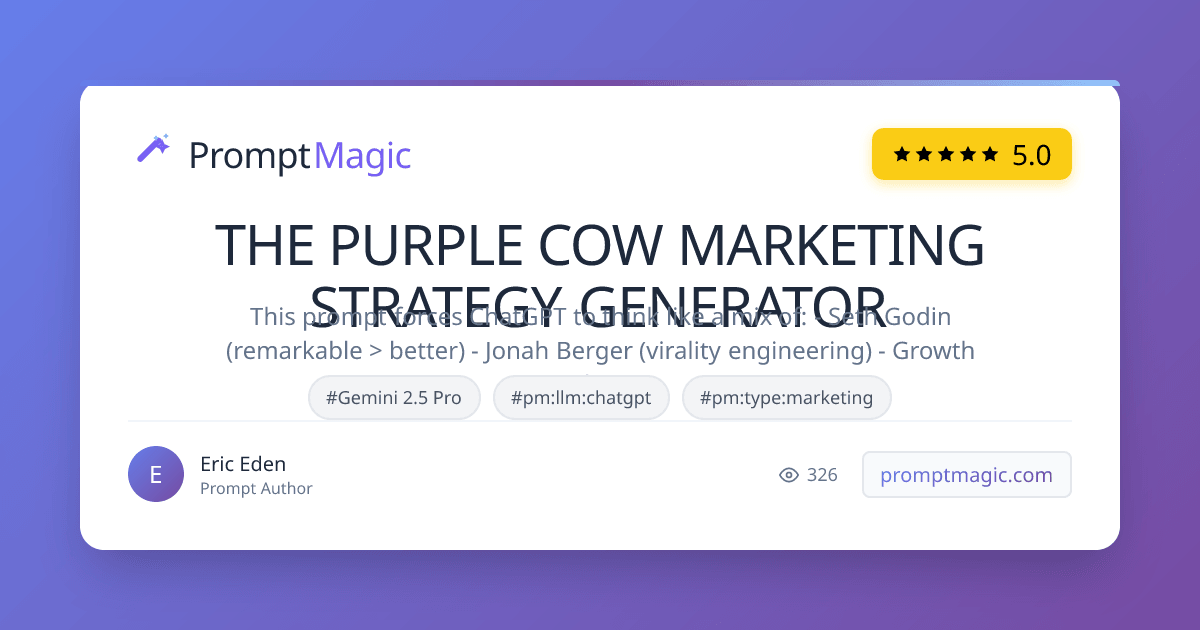 THE PURPLE COW MARKETING STRATEGY GENERATOR