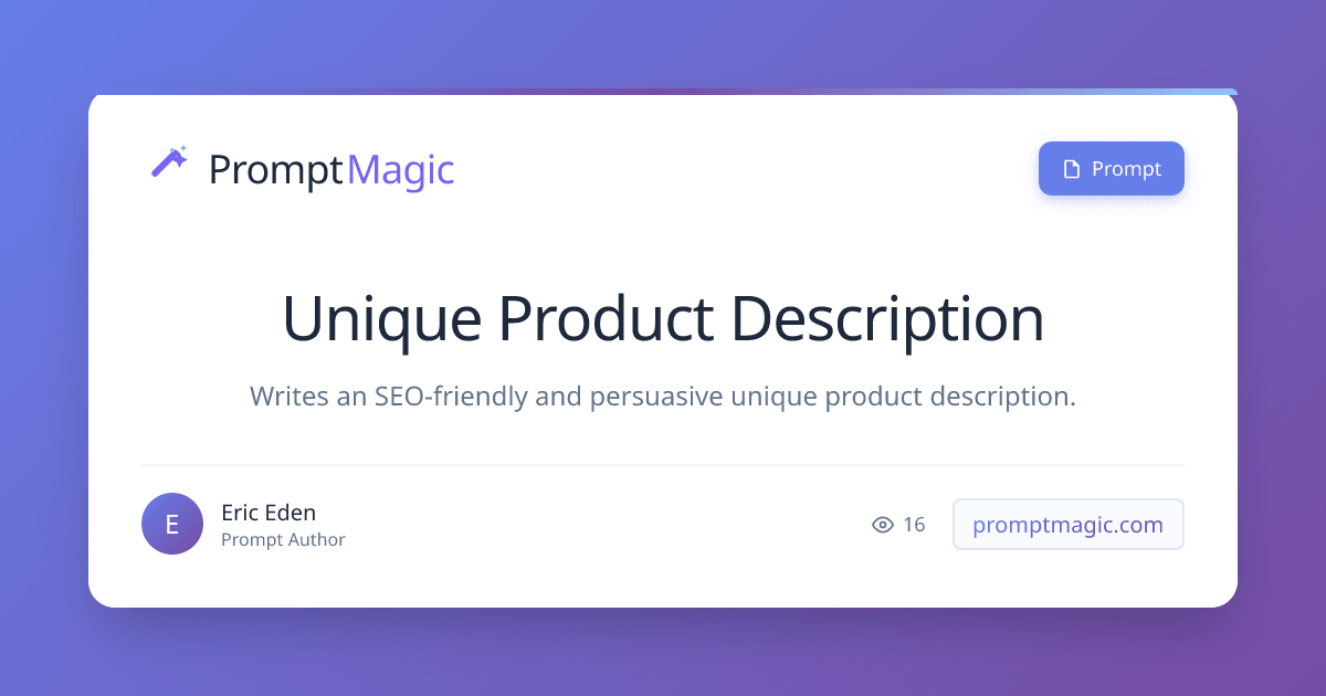 Unique Product Description