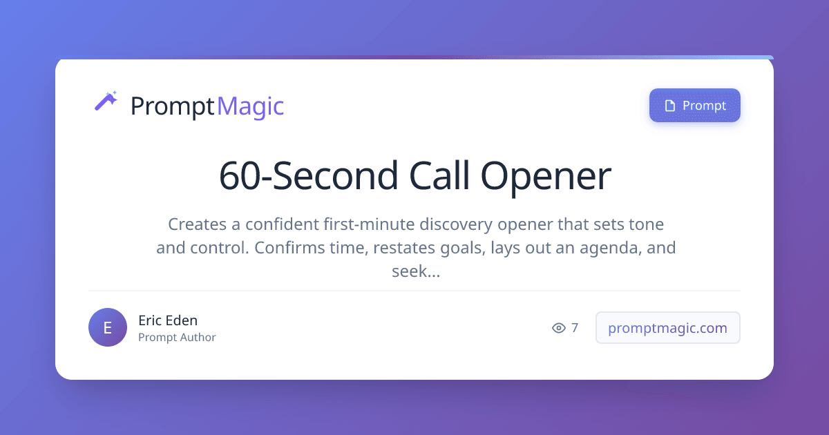 60-Second Call Opener
