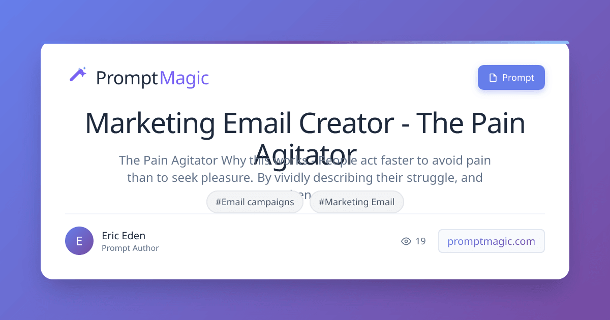 Marketing Email Creator - The Pain Agitator