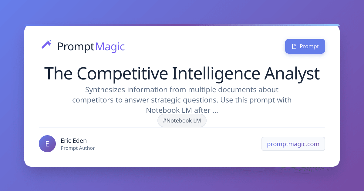 The Competitive Intelligence Analyst