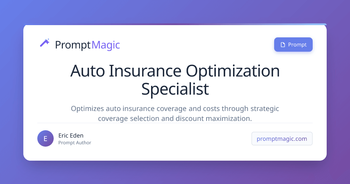 Auto Insurance Optimization Specialist