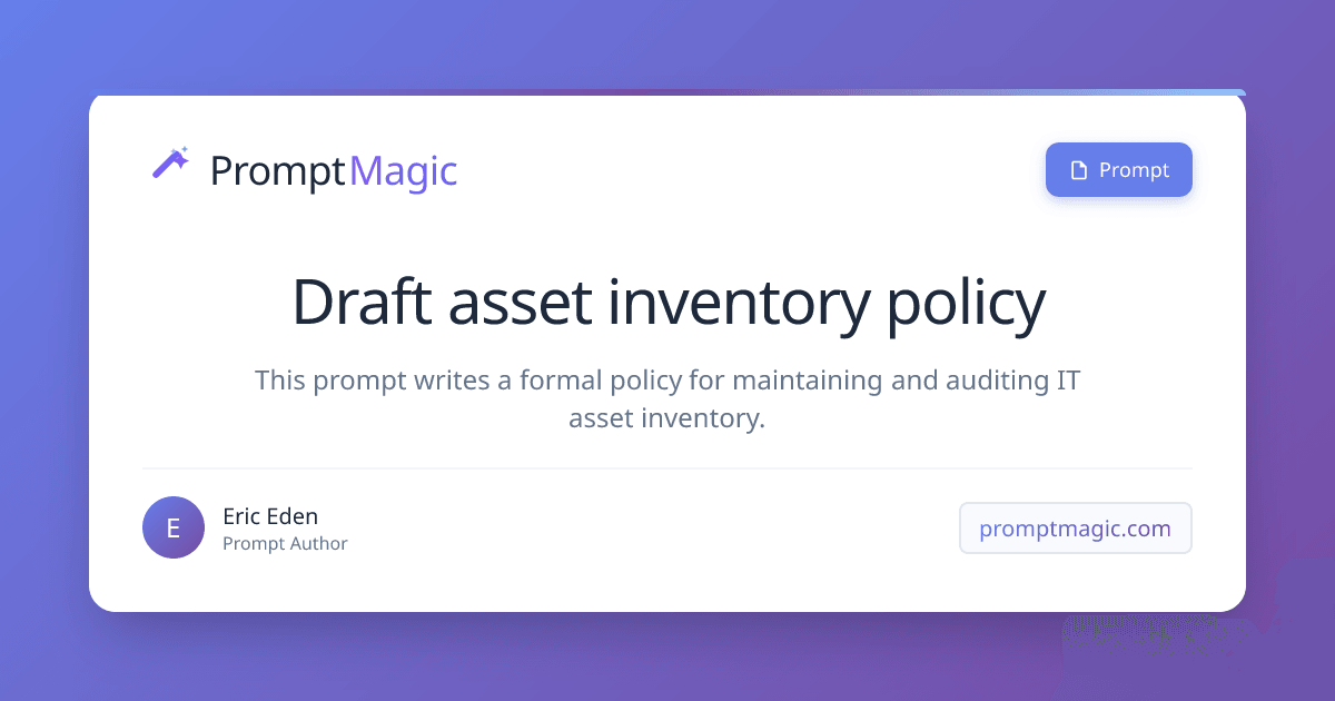 Draft asset inventory policy