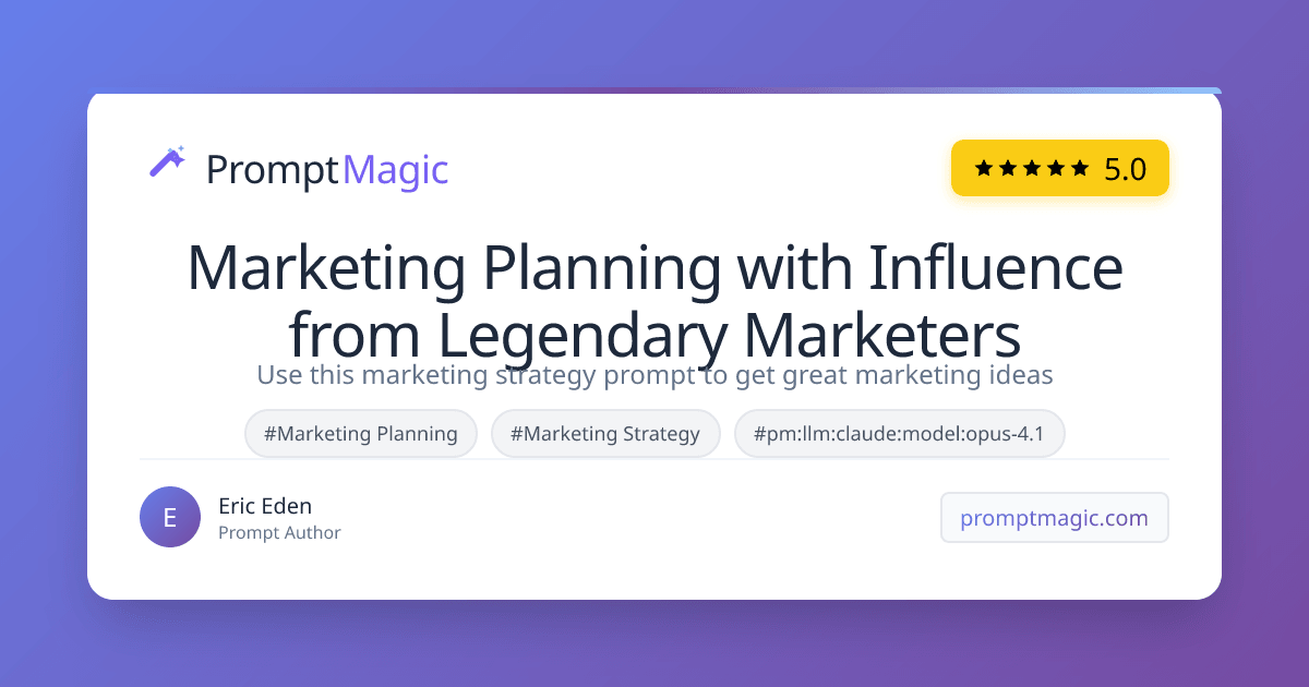 Marketing Planning with Influence from Legendary Marketers 