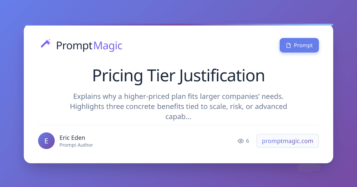 Pricing Tier Justification