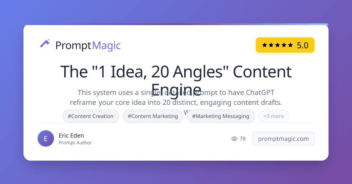 The "1 Idea, 20 Angles" Content Engine