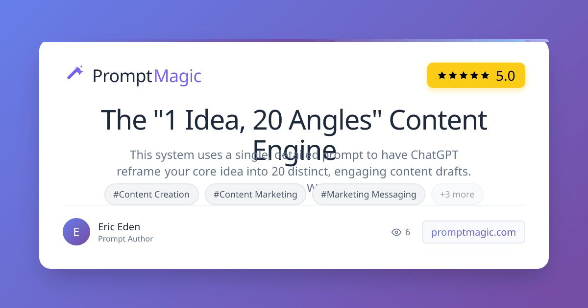The "1 Idea, 20 Angles" Content Engine