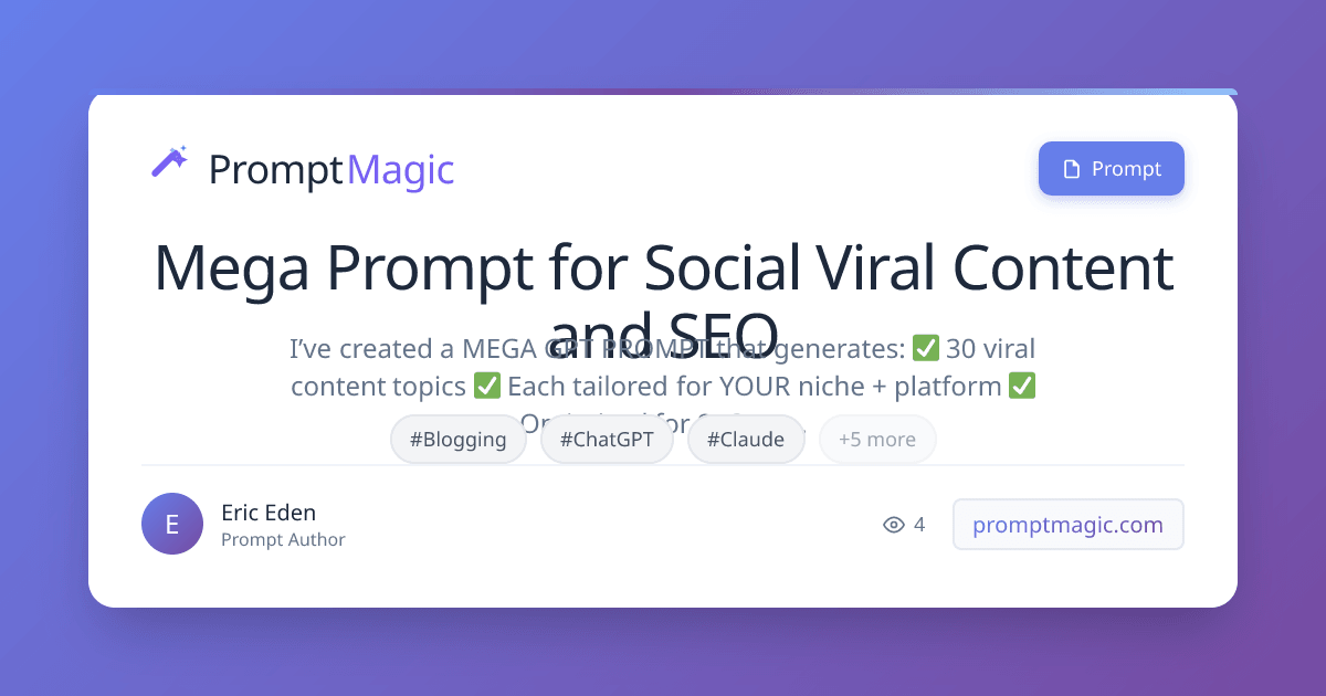 Mega Prompt for Social Viral Content and SEO