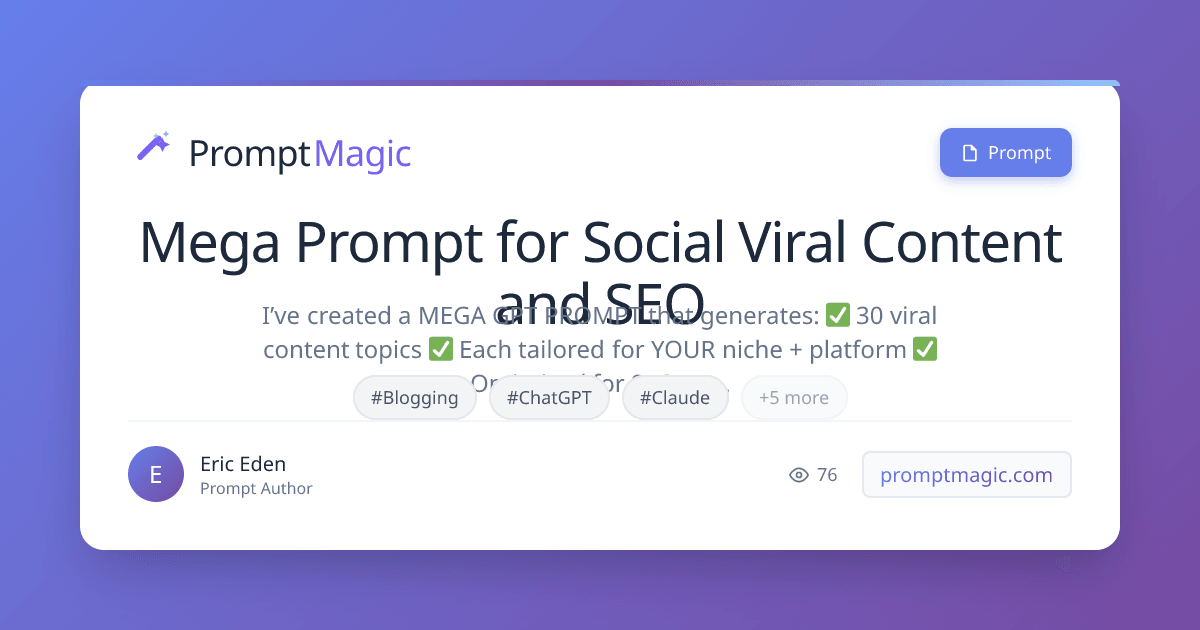 Mega Prompt for Social Viral Content and SEO