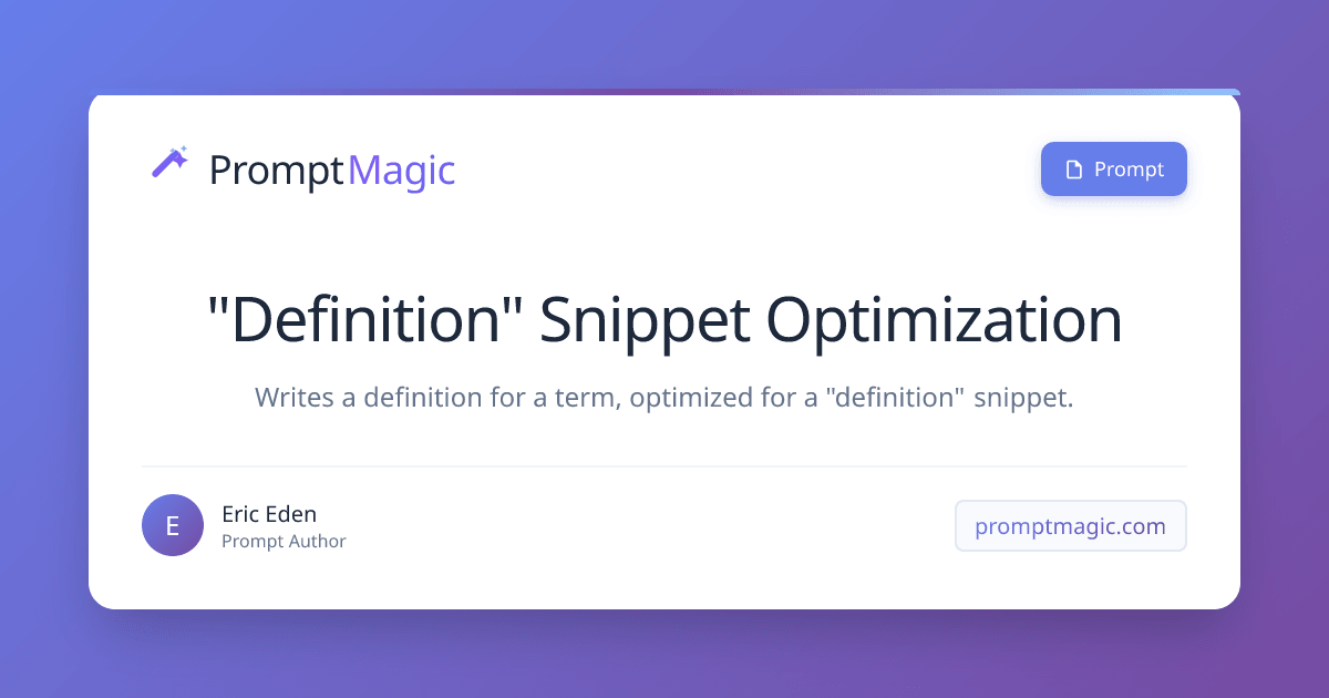"Definition" Snippet Optimization