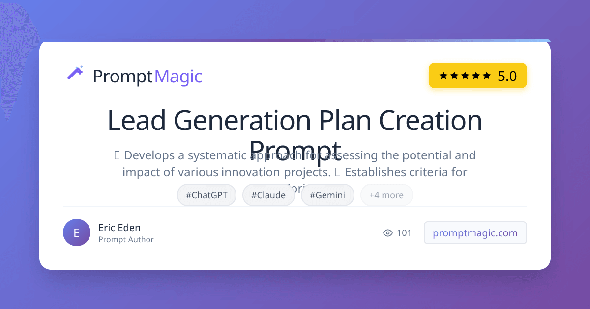 Lead Generation Plan Creation Prompt