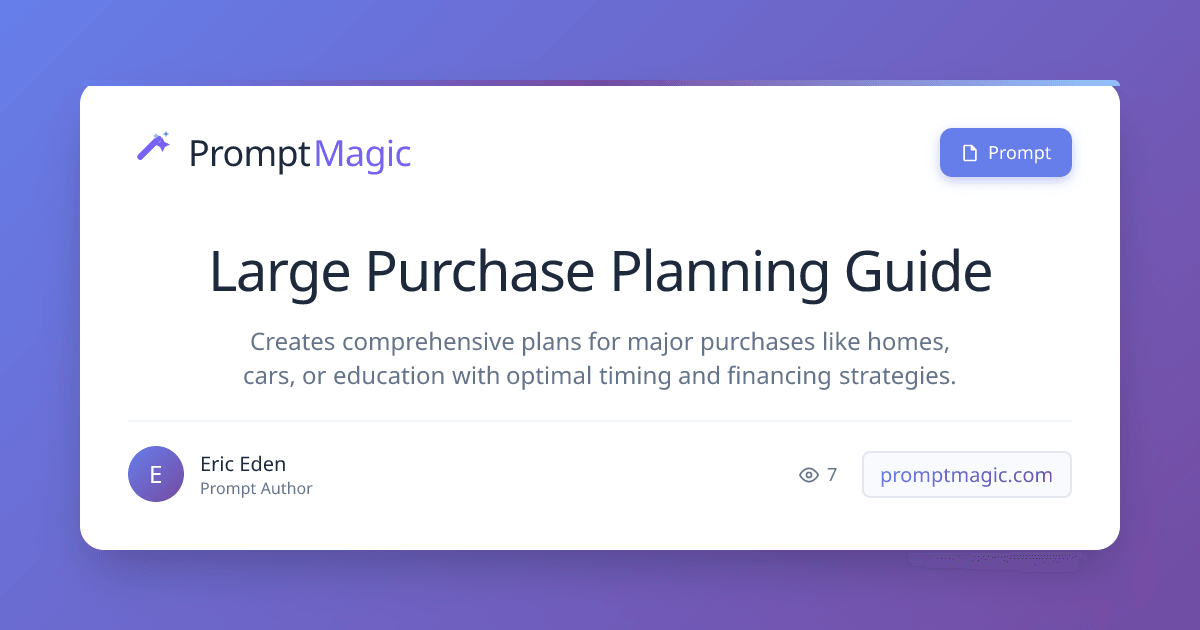 Large Purchase Planning Guide