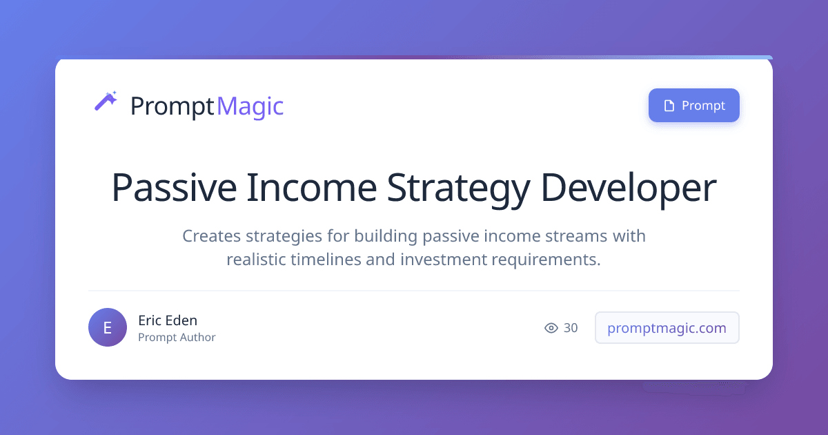 Passive Income Strategy Developer