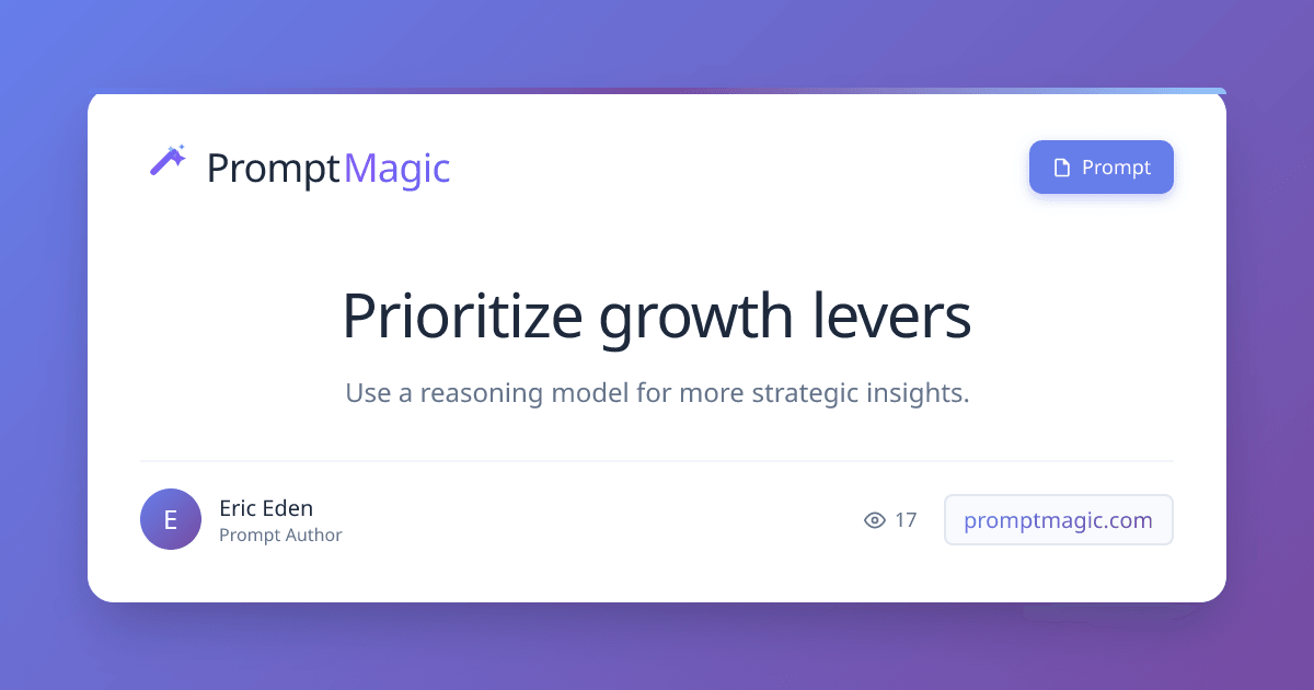 Prioritize growth levers