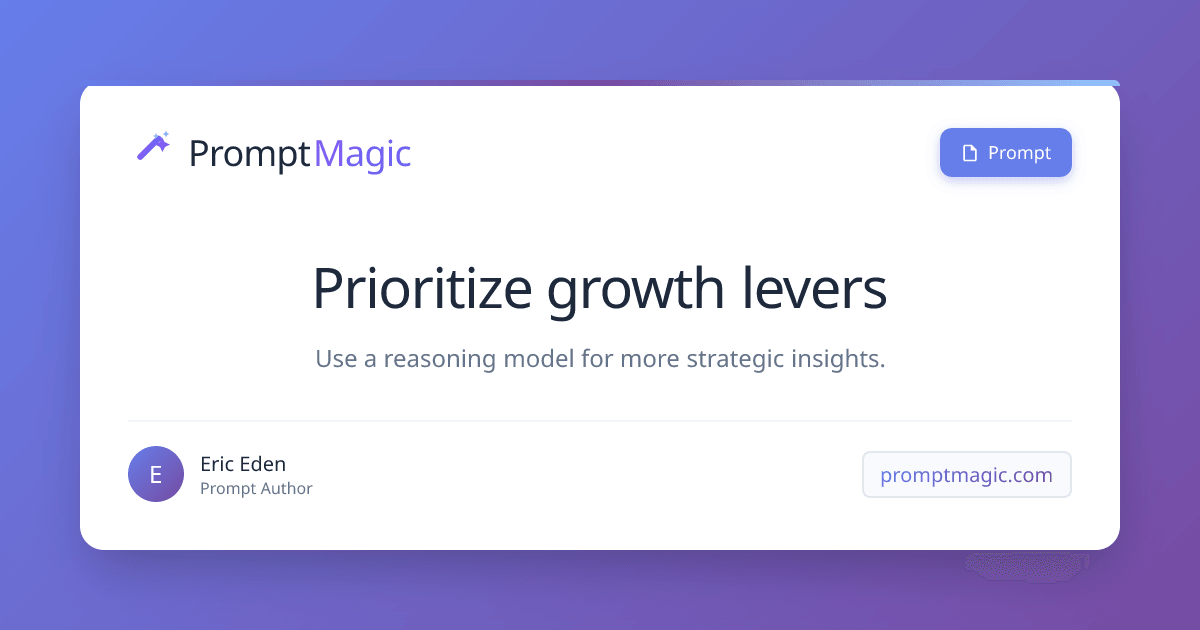 Prioritize growth levers