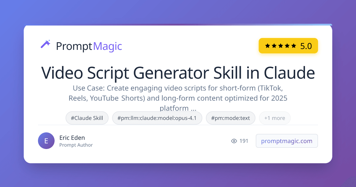 Video Script Generator Skill in Claude