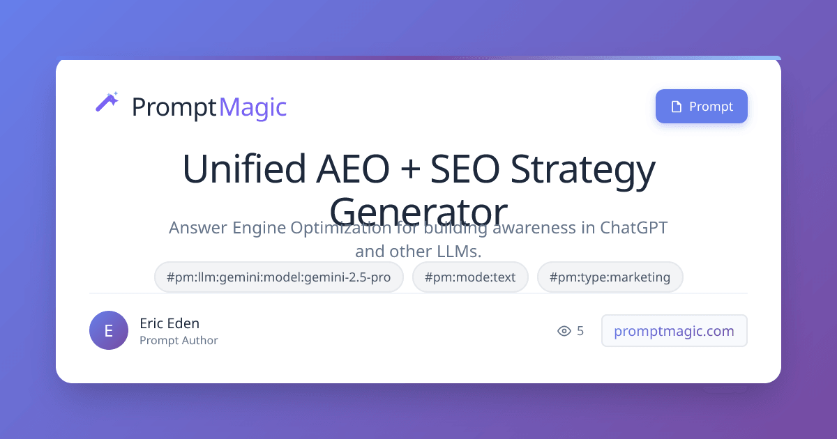 Unified AEO + SEO Strategy Generator 