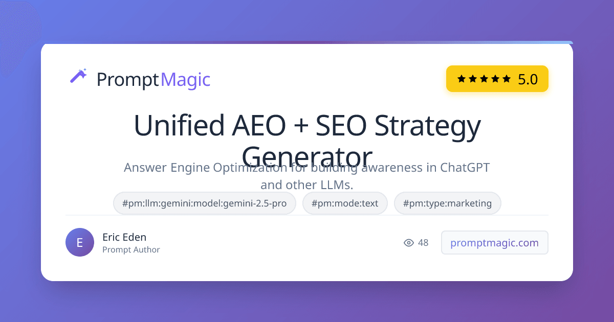 Unified AEO + SEO Strategy Generator