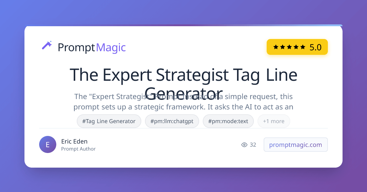 The Expert Strategist Tag Line Generator