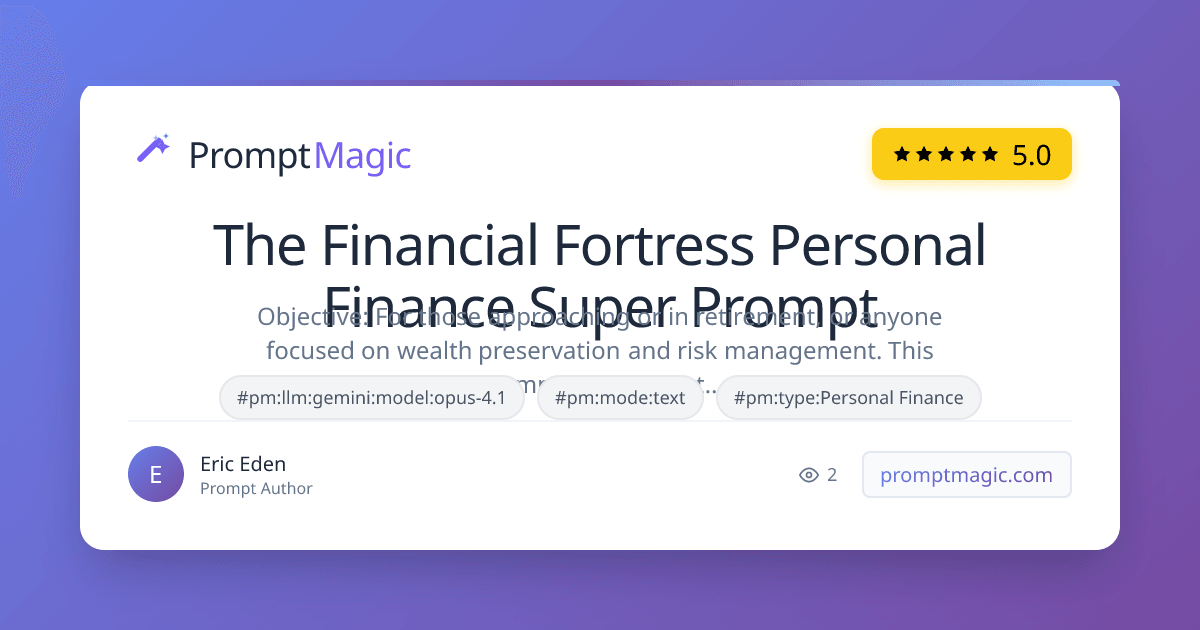 The Financial Fortress Personal Finance Super Prompt