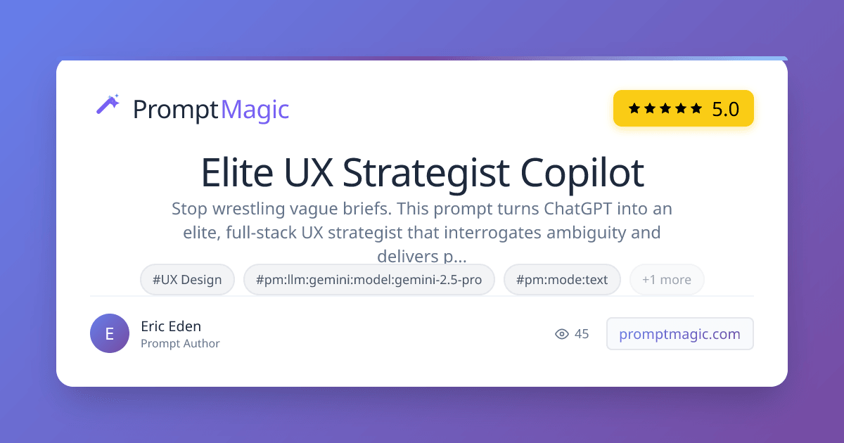 Elite UX Strategist Copilot