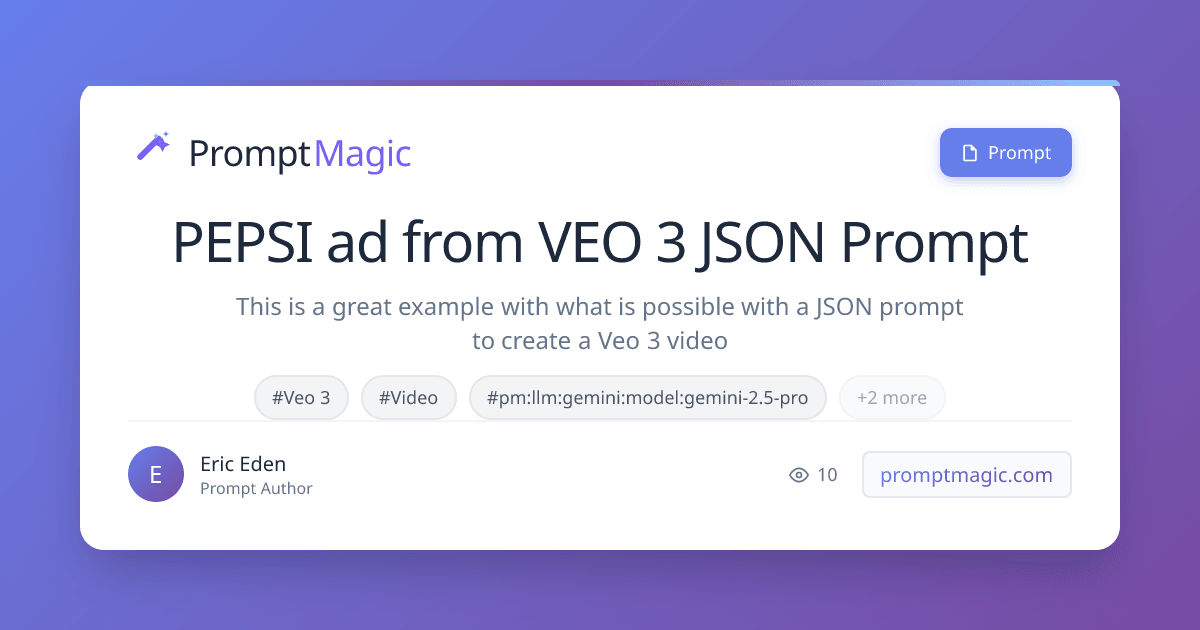 PEPSI ad from VEO 3 JSON Prompt 