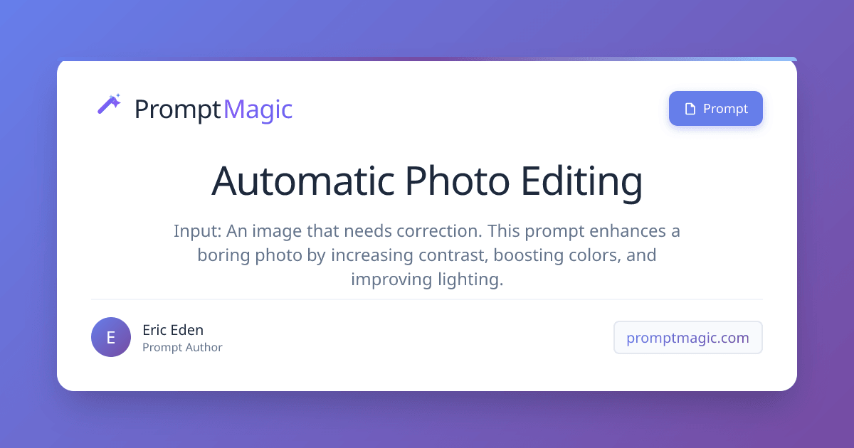 Automatic Photo Editing