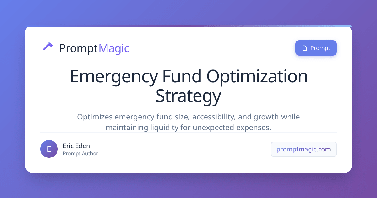 Emergency Fund Optimization Strategy