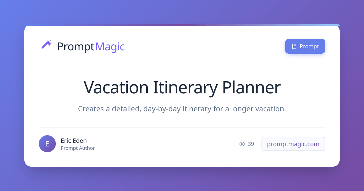 Vacation Itinerary Planner
